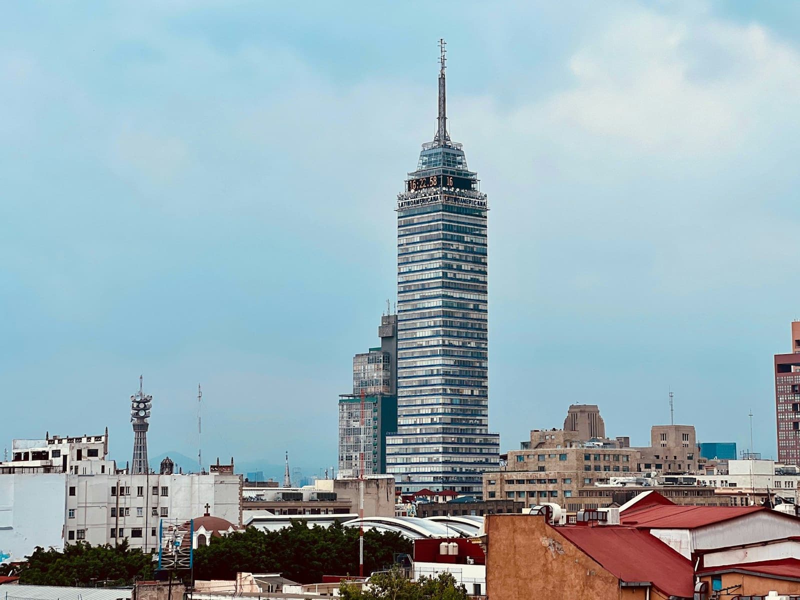 The Torre Latinoamericana rising above Mexico City's historic centre
